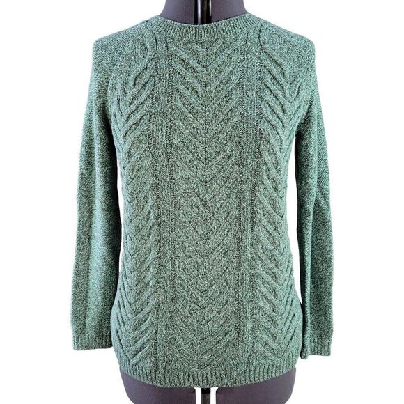 NWOT Talbots Green Cotton Cable-Knit Sweater Sz MP - Picture 1 of 8